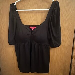 Lilly Pulitzer Black Puffed Sleeve Blouse